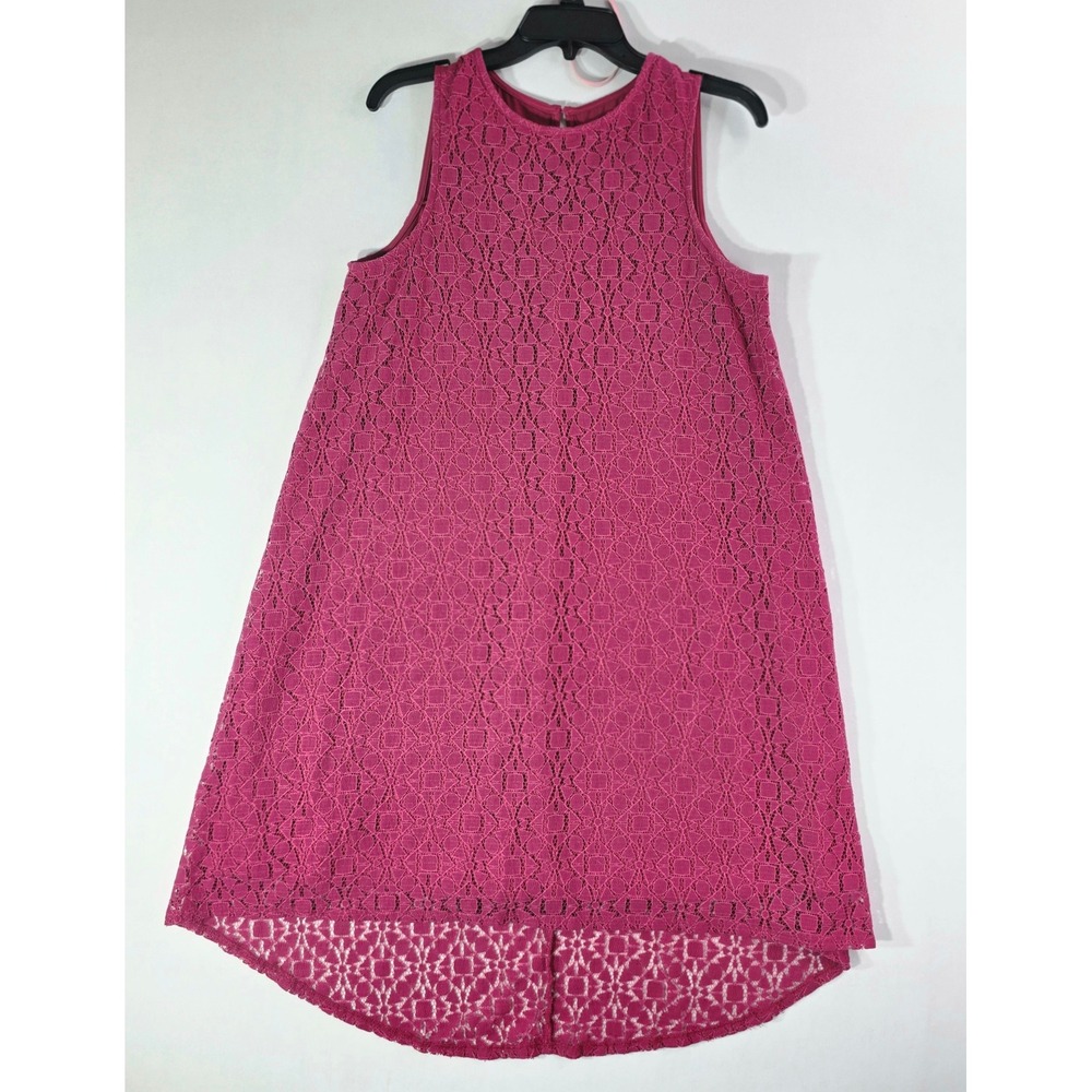 Apt 9 Womens Magenta Pink Geometric Lace High Low Sleeveless Shift Dress Size 12